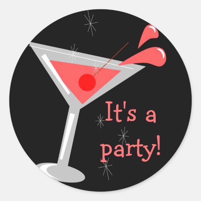 Martini Cocktail Party Sticker (Front)