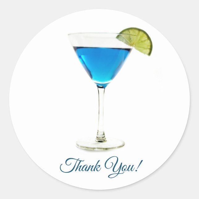 Martini Cocktail Party Thank You Classic Round Sticker (Front)