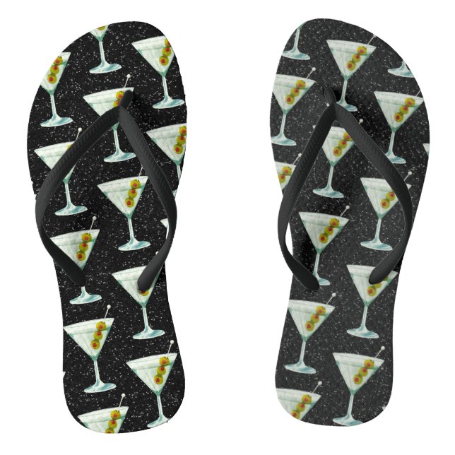 Martini Cocktail Pattern Thongs (Footbed)