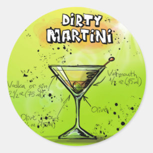 Martini Cocktail Recipe Classic Round Sticker