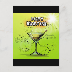 Martini Cocktail Recipe Postcard