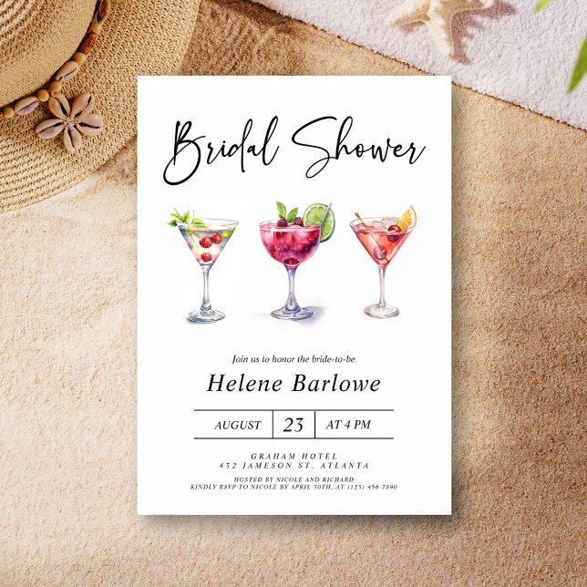 Martini Cocktail Watercolor Modern Bridal Shower Invitation (Martini Cocktail Watercolor Modern Bridal Shower Invitation)