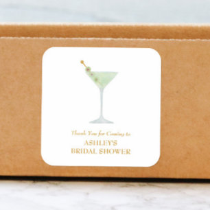 Martini Cocktail Wedding Favour Bridal Shower Square Sticker