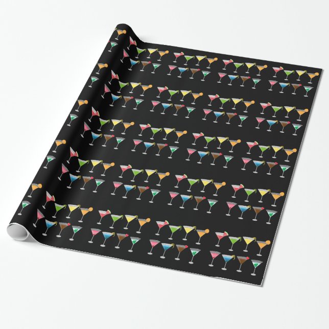 Martini Cocktails Art Wrapping Paper (Unrolled)