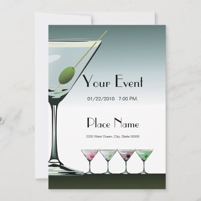 Martini Cocktails Invitation Template 2 (Front)