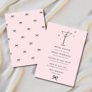 Martini Coquette Bow Bridal Shower Invitation