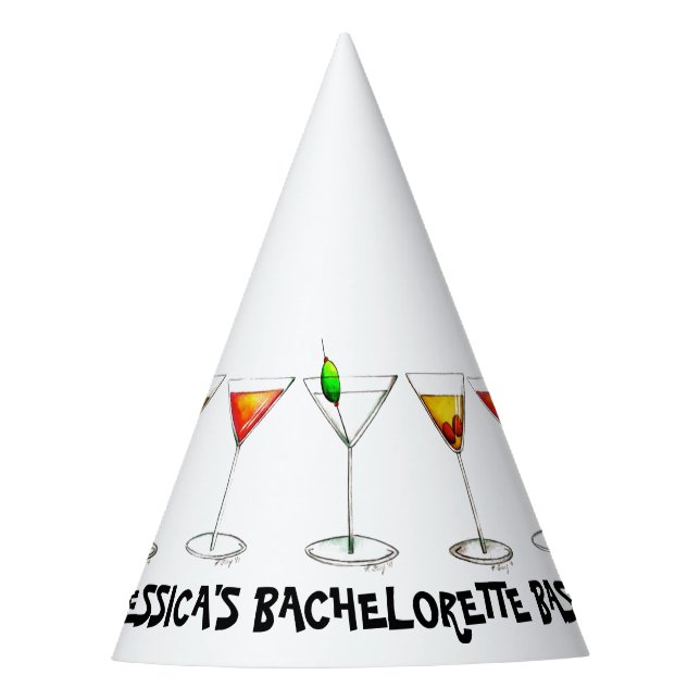 Martini Cosmo Cocktail Bachelorette Bash Party Hat (Front)
