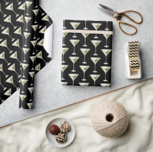 Martini Drinks On Black Wrapping Paper