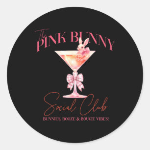 Martini Easter Pink Bunny Tail Social Club Happy E Classic Round Sticker