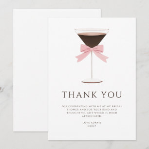 Martini Espresso Bow Bridal Shower Thank you card