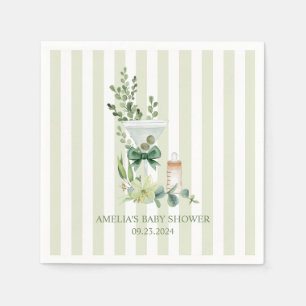 Martini Espresso green gender neutral baby shower Napkin