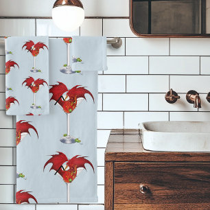 Martini Fantasy Red Dragon Bath Towel Set