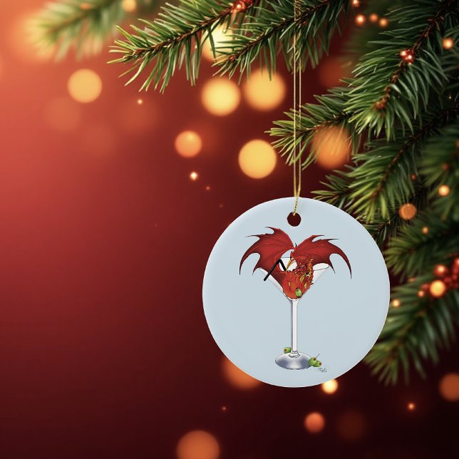 Martini Fantasy Red Dragon Ceramic Ornament (Creator Uploaded)