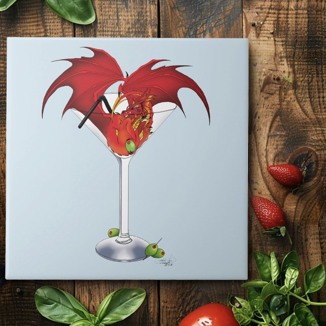 Martini Fantasy Red Dragon Ceramic Tile (Creator Uploaded)