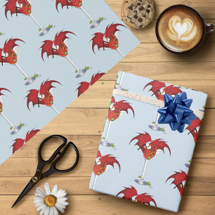 Martini Fantasy Red Dragon Wrapping Paper