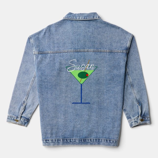 Martini Girl Cocktail Custom Denim Jacket (Back)