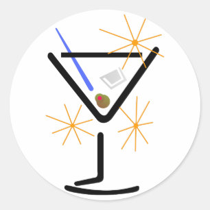 Martini Glass Classic Round Sticker