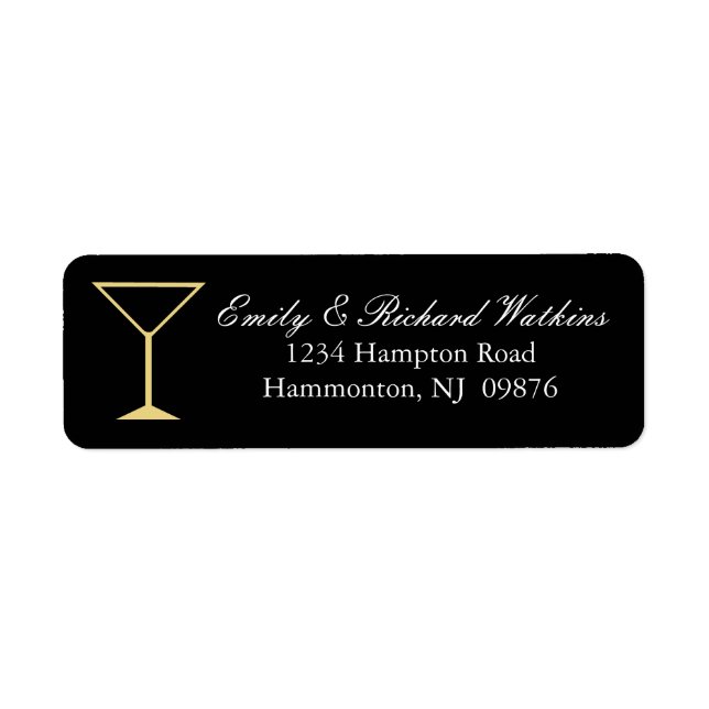 Martini Glass Cocktail Label Return Address Label (Front)