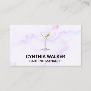 Martini Glass   Colourful Marble Business Card