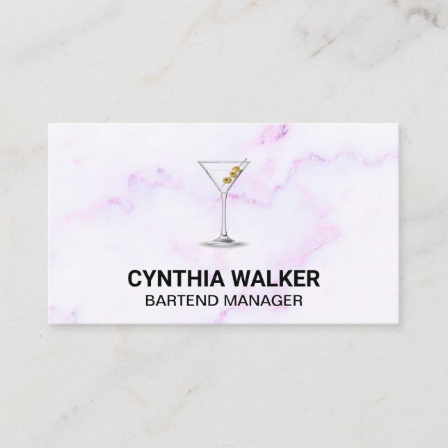 Martini Glass | Colourful Marble Business Card (Front)