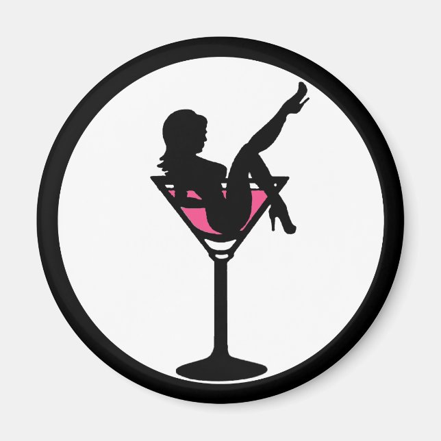 Martini glass girl silhouette simple magnet (Front)