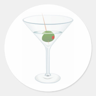 Martini glass image classic round sticker