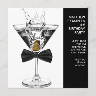Martini Glass Mans Any Number Birthday Party Invitation