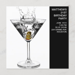 Martini Glass Mans Birthday Party Invitation