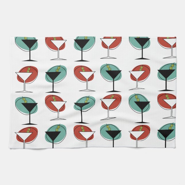Martini glass pattern kitchen towel (Horizontal)
