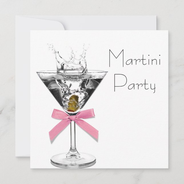Martini Glass Pink Martini Party Invitation (Front)