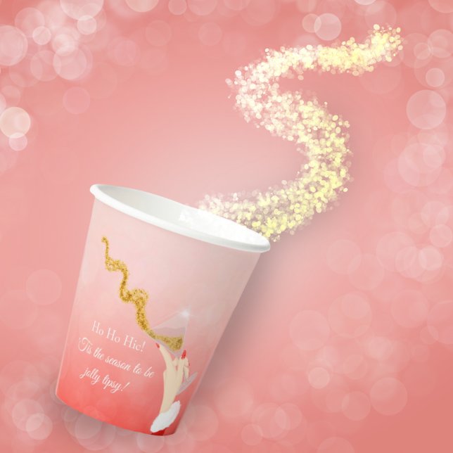 Martini Glass Spilling Christmas Glitter Party  Paper Cups (Creator Uploaded)