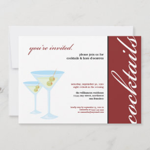Martini Glasses Cocktail Party Invitation (red)