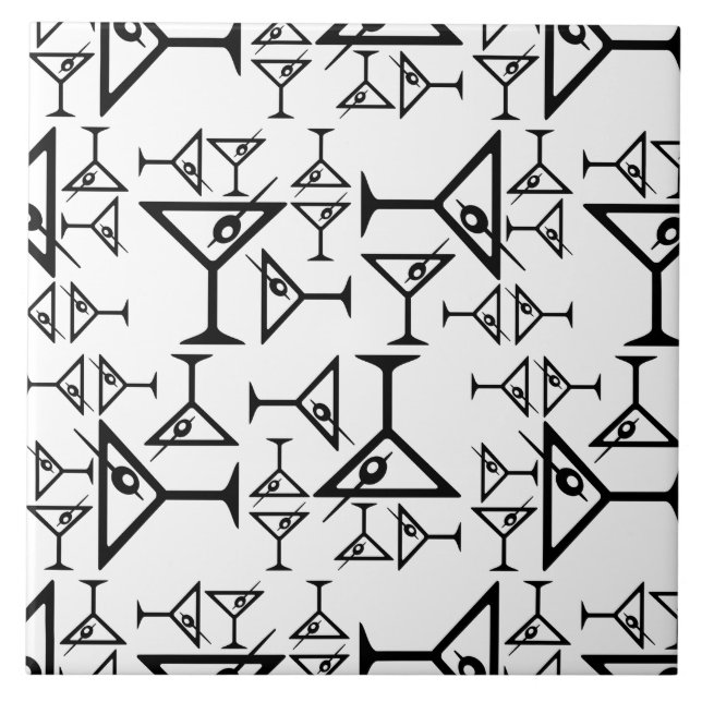 Martini Glasses CUSTOM BACKGROUND COLOR Ceramic Tile (Front)
