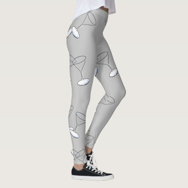 Martini Glasses Grey  Leggings (Right)