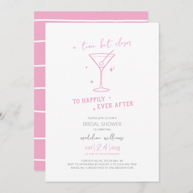 Martini Happily Ever After Bridal Shower Invitation (Front/Back)
