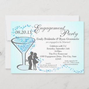 Martini Hearts Engagement Invitation