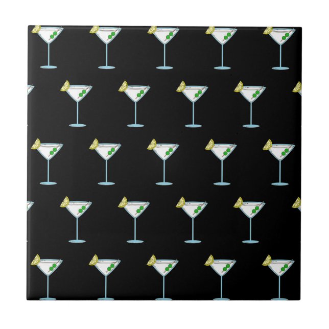 Martini Lovers Cocktail Glass Bartender Alcohol Ceramic Tile (Front)
