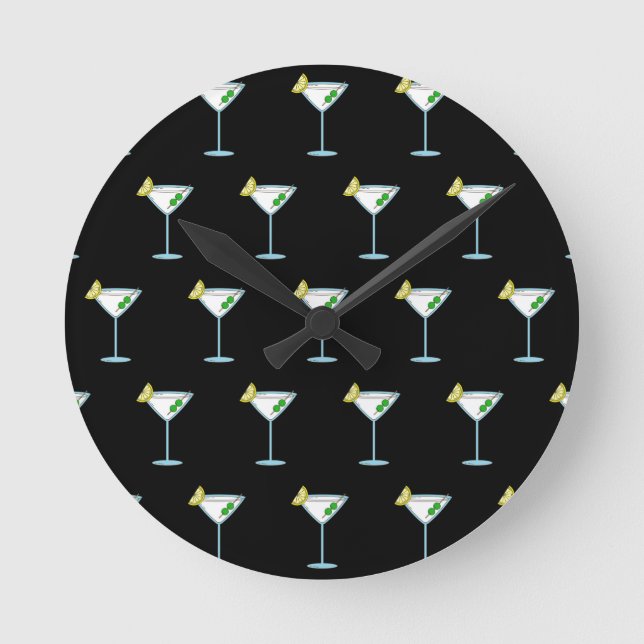 Martini Lovers Cocktail Glass Bartender Alcohol Round Clock (Front)
