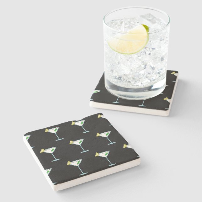 Martini Lovers Cocktail Glass Bartender Alcohol Stone Coaster (Side)