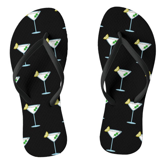 Martini Lovers Cocktail Glass Bartender Alcohol Thongs (Footbed)