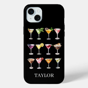 Martini Madness Monogrammed iPhone 15 Mini Case