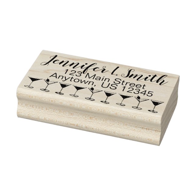 Martini Manhattan Cosmo Cocktail Personalised Rubber Stamp (Stamp)