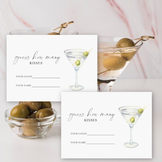 Martini & Matrimony How many kisses bridal game Enclosure Card (Creator Uploaded)