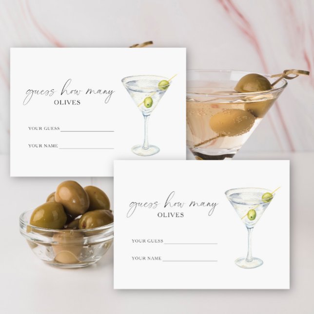 Martini & Matrimony How many olives bridal game Enclosure Card (Creator Uploaded)