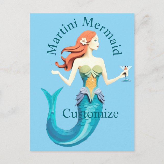 Martini Mermaid Thunder_Cove Postcard (Front)