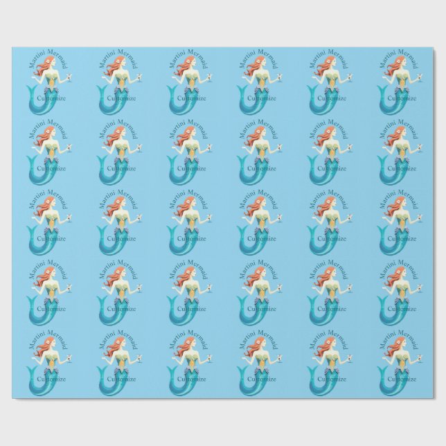 Martini Mermaid Thunder_Cove Wrapping Paper (Flat)
