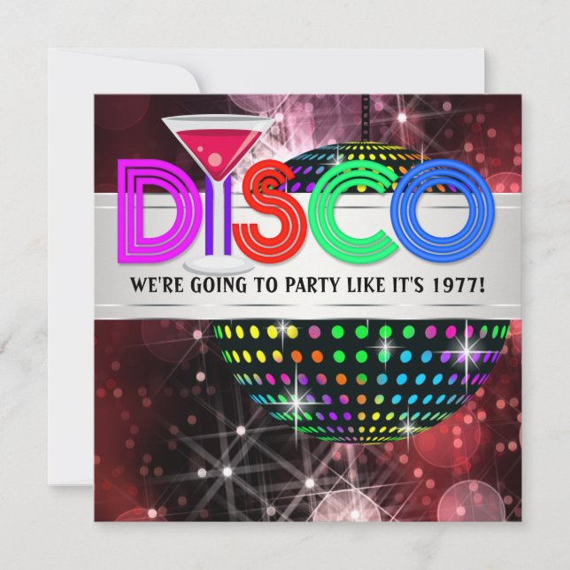 Martini Mirror Ball Disco Party Invitation (Front)