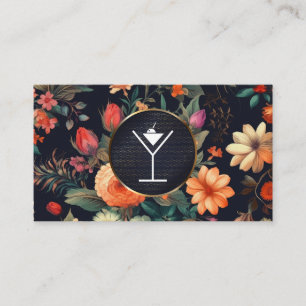 Martini / Mixology   Floral Background Business Card