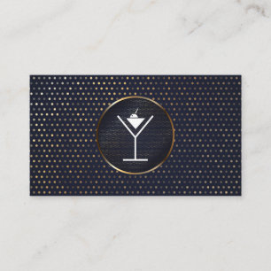 Martini / Mixology   Gold Metallic Speckled Patter Business Card