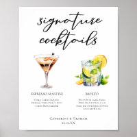 Martini Mojito Signature Cocktails Wedding Menu